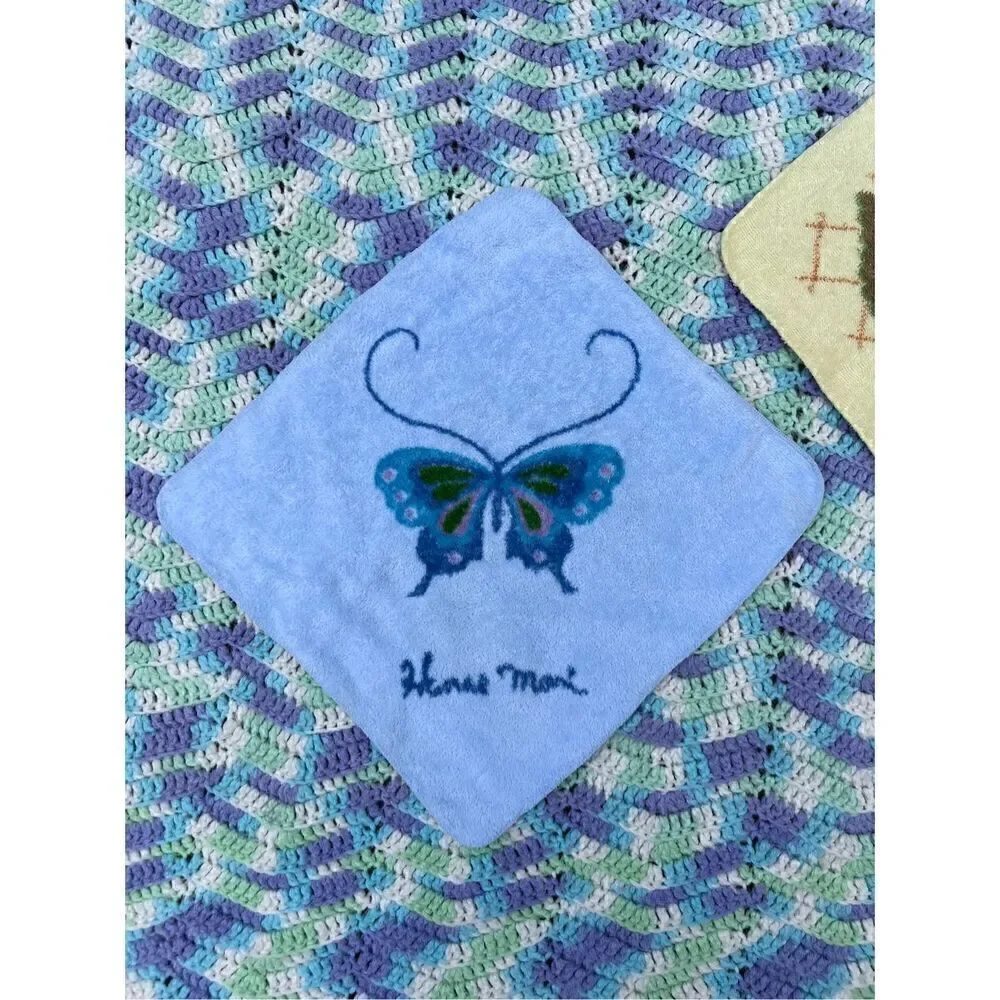 Vintage Butterfly Washcloths Set of 3